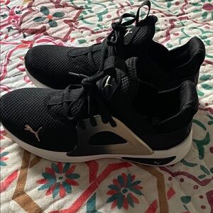 Puma Black Sneakers with Gold Highlights